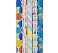 Party Balloon Cadeaupapier - Inpakpapier voor kinderen - 200 x 70 cm - 5 rollen
