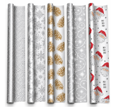 KERSTPAPIER - metallic - 200 x 70 cm - 50 rollen - zilver