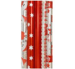 KERSTPAPIER - metallic - 200 x 70 cm - 50 rollen - rood